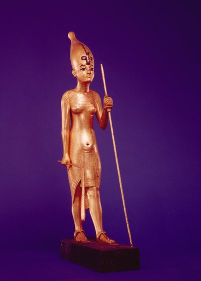 Soška krále z Tutanchamonovy hrobky (asi 1370-1352 př.nl) Nová říše (pozlacené dřevo) od Egyptian 18th Dynasty