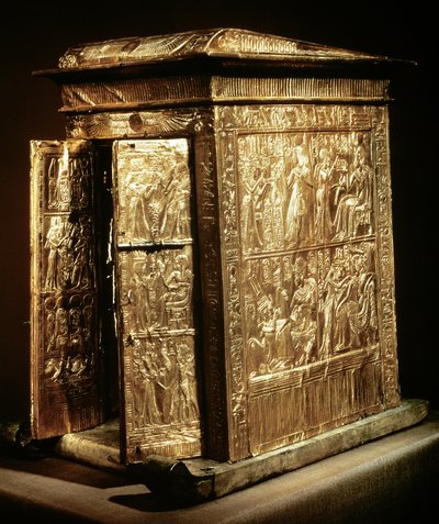 Zlatá svatyně Tutanchamona (asi 1370-52 př. n. l.) Nová říše (dřevo překryté gessem pokrytým plátovým zlatem) od Egyptian 18th Dynasty