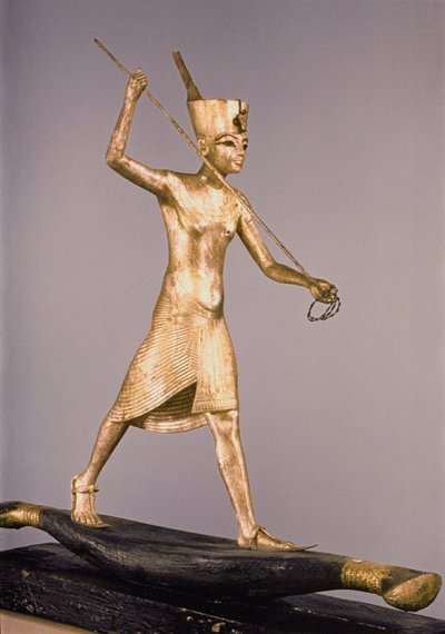 Harpunář, z hrobky Tutanchamona (asi 1370-1352 př. n. l.) Nová říše (bronz a zlacené dřevo) od Egyptian 18th Dynasty