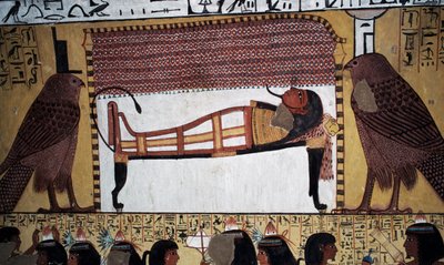 Uložení zesnulých, nástěnná malba, hrobka Sennedjem, Údolí králů, Luxor, Théby (světové dědictví UNESCO) od Egyptian 18th Dynasty