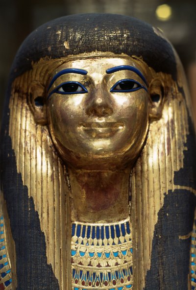 Tjuyova posmrtná maska, z hrobky Yuya a Tjuya, Údolí králů, Egypt, Egyptská civilizace, Nová říše, Dynastie XVIII od Egyptian 18th Dynasty