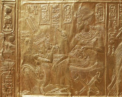 Tutanchamon a jeho žena, detail rituální rakve od Egyptian 18th Dynasty