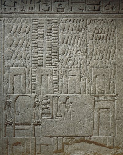 Nástěnný reliéf zobrazující detail skladu váhy pro vážení zboží od Egyptian 18th Dynasty