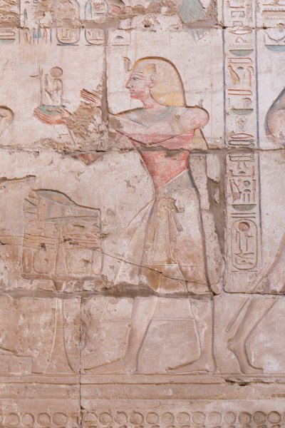 Nástěnné reliéfy, velký hypostylový sál, chrámový komplex Karnak, Luxor, Egypt od Egyptian 18th Dynasty