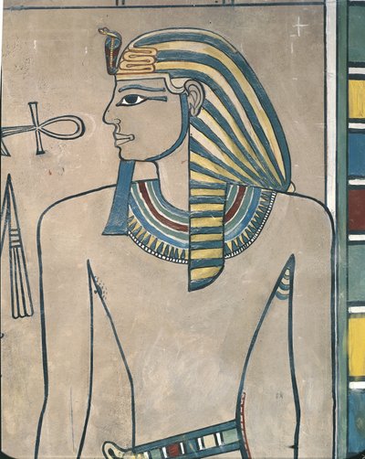Egypt, starověké Théby, Údolí králů, nástěnná malba faraona Amenhotepa III od Egyptian 19th Dynasty