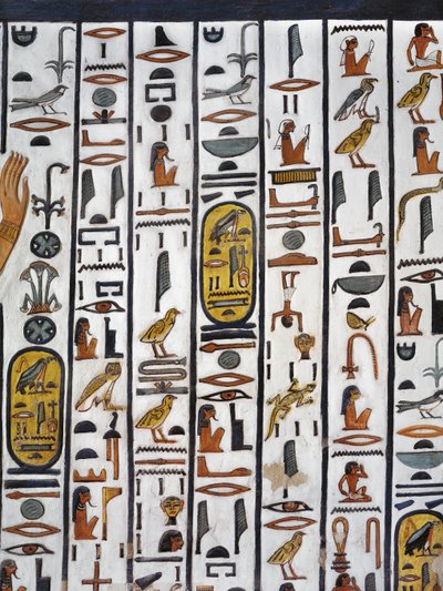 Egypt, Théby, Luxor, Údolí královen, Nefertariina hrobka, nástěnná malba v pohřební komoře z 19. dynastie od Egyptian 19th Dynasty