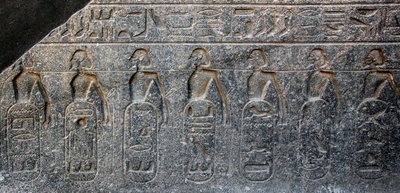 Egyptský starověk: detail reliéfu zdobícího znaky území dobytých faraonem Ramsesem II. (1292-1186 př. n. l.). Chrám v Luxoru. Východní břeh (Théby), Egypt od Egyptian 19th Dynasty