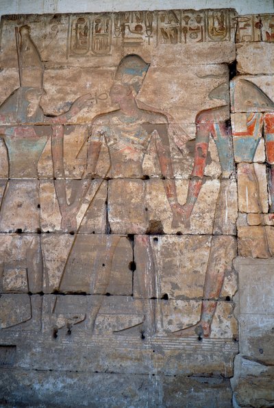 Egyptský starověk: detail nízkých reliéfů chrámu Sethi I. v Abydu od Egyptian 19th Dynasty
