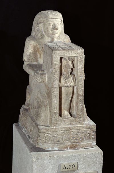 Socha královského písaře Setiho s Osirisem v naosu, Nová říše, asi 1279-1213 př. n. l. (vápenec) od Egyptian 19th Dynasty