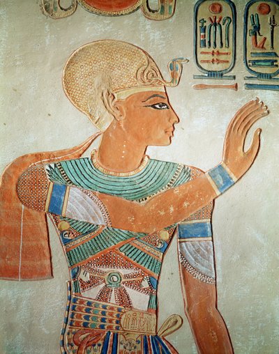 Portrét Ramesse III. (asi 1184-1153 př. n. l.) z hrobky Amen-Her-Khepshef, Nová říše (nástěnná malba) od Egyptian 19th Dynasty