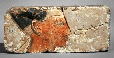 Profil krále, pravděpodobně Ramsese II - Profil faraona Ramsese II. Malovaný vápenec ... od Egyptian 19th Dynasty