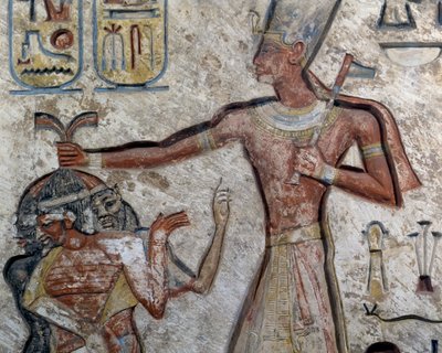 Ramesses II drží vězně za vlasy, Detail, Egyptská civilizace, Nová říše, Dynastie XIX od Egyptian 19th Dynasty