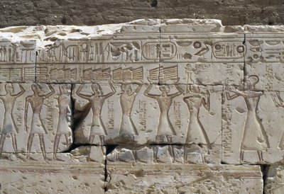 Reliéf, Chrám Ramsese II, Abydos, Egypt, Egyptská civilizace, Nová říše, Dynastie XIX (foto) od Egyptian 19th Dynasty