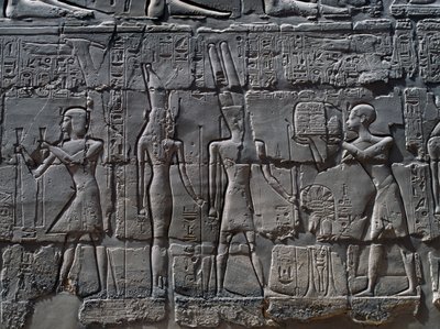Scény obětování bohům, reliéf, vnitřní stěny Velké hypostylové síně, chrámový komplex Karnak (Seznam světového dědictví UNESCO) od Egyptian 19th Dynasty