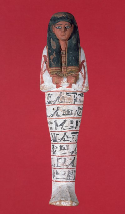 Figurka Shabti, Nová říše (lakované dřevo) od Egyptian 19th Dynasty