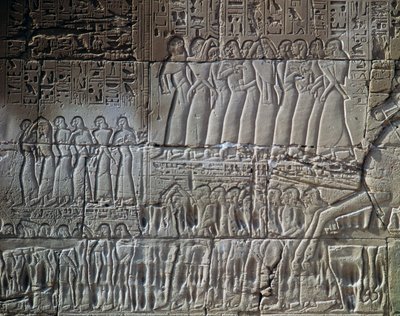 Dobytí Sétiho I. v Sýrii a Palestině, reliéf, vnější stěna Velké hypostylové síně, Amonův chrám, chrámový komplex v Karnaku (Seznam světového dědictví UNESCO) od Egyptian 19th Dynasty