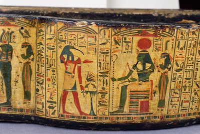 Detail vnější základny rakve mumie Nesjamuna, pravděpodobně nalezené v Deir El-Bahri, Nová říše, cca 1100 př. n. l. (lakované dřevo) od Egyptian 20th Dynasty