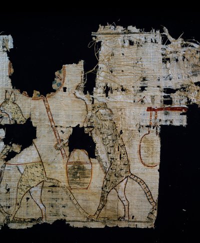 Papyrus zobrazující satirickou scénu, cca 1100 př.nl, pocházející z doby vlády Ramesse IX., Detail, Egyptská civilizace, Nová říše, Dynastie XX od Egyptian 20th Dynasty