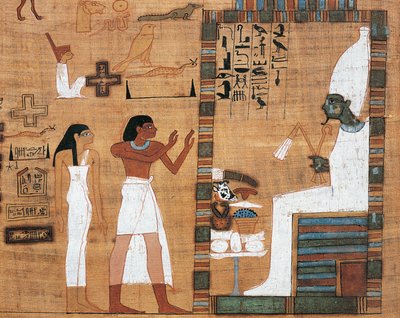 Papyrus zobrazující manžele před Osirisovým soudem od Egyptian 21st Dynasty
