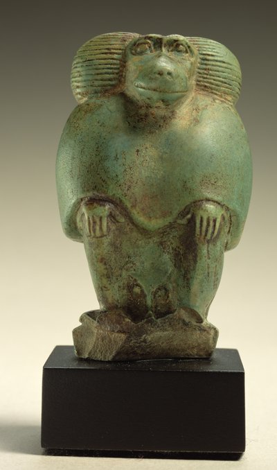 Sedící pavián, pozdní období (fajáns) od Egyptian 26th Dynasty