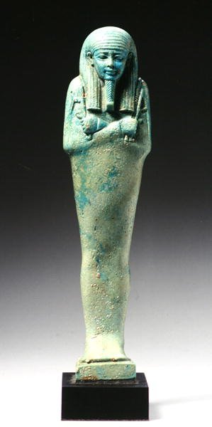 Postava Ushabti pro Nakht-Hor-em-heb-mes-em-khereden, pozdní dynastické období, cca 600 př.nl (fajáns) (viz také 241440) od Egyptian 26th Dynasty