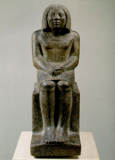 Sedící mužská postava, Egypt, Ankh, 3. dynastie (porfyroidní žula) od Egyptian 3rd Dynasty