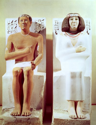 Rahotep a jeho manželka, Nofret, cca 2620 př.nl (malovaný vápenec) od Egyptian 4th Dynasty