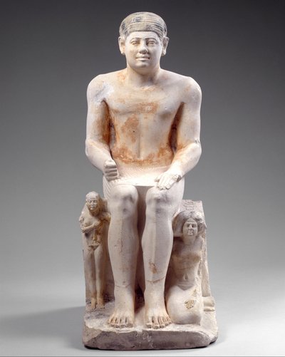 Nikare se svou ženou a dcerou, kolem 2420-2389 př. (malovaný vápenec) od Egyptian 5th Dynasty