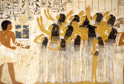 Starověký Egypt, Malba/freska, Kvílící ženy v pohřebním průvodu, Ramoseho hrobka, Théby, Údolí šlechticů od Egyptian Egyptian
