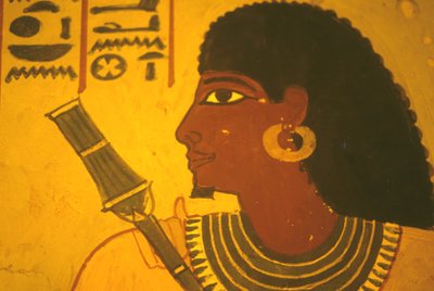 Starověký Egypt, Nástěnná malba/freska, Sennuferova hrobka, Théby/Luxor, Sennufer držící žezlo, starosta Théb, dozorce za Amenofise II. od Egyptian Egyptian