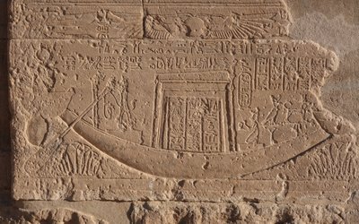 Loďka symbol života a slunce, chrám ve Philae od Egyptian Egyptian