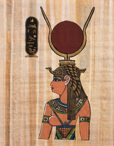 Kleopatra VII, rekonstrukce reliéfu z chrámu Kom Ombo (papyrus) od Egyptian Egyptian