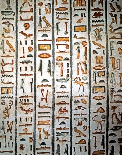 EGYPTSKÉ UMĚNÍ: Hieroglyfy. Z hrobky Sethiho I. v Údolí králů. (freska) od Egyptian Egyptian
