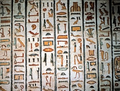 EGYPTSKÉ UMĚNÍ: Hieroglyfy. Z hrobky Sethiho I. v Údolí králů. (freska) od Egyptian Egyptian