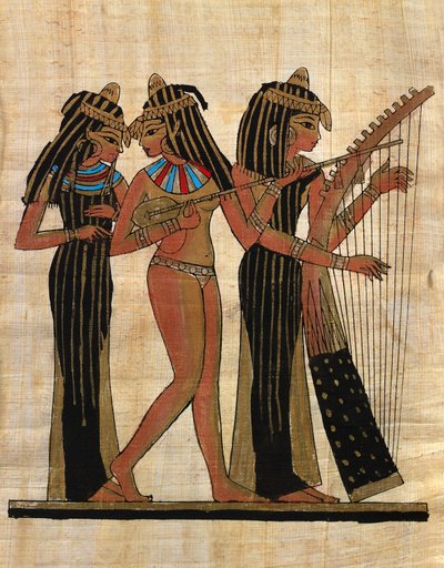 egyptské umění; Egyptský papyrus: Hudebníci; Coll Part od Egyptian Egyptian