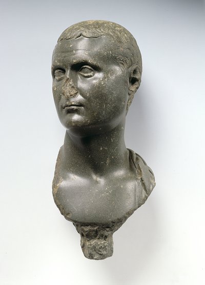 Busta římského šlechtice, údajně Marka Anthonyho (asi 82-30 př. n. l.), pravděpodobně z Alexandrie, Egypt, 50 př. nl - 50 n. l. (břidlice) od Egyptian Ptolemaic Period