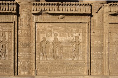 Egyptský starověk: Římské mammisi připomínající narození Ihyho, syna Isis. Chrám Hathor, Denderah, Egypt od Egyptian Ptolemaic Period
