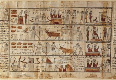 Egyptská antikitida: Elysejská pole. Malba na papyru z Knihy mrtvých. Ptolemaiovské období Turín, Egyptské muzeum - Starověký Egypt: Elysejská pole. Malba na papyru z Knihy mrtvých. Ptolemaiovské období. Egyptské muzeum, Turín, It od Egyptian Ptolemaic Period