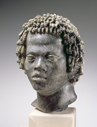 Hlava černého muže, konec druhého století před naším letopočtem (mramor) od Egyptian Ptolemaic Period