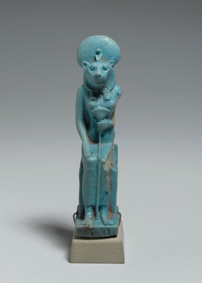 Sedící postava Sekhmet, 305-30 př.nl (glazovaná fajáns) od Egyptian Ptolemaic Period