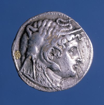 Stříbrná mince s podobiznou Ptolemaia I. Sotera (367 př. n. l. - 283 př. n. l.), egyptského krále. od Egyptian Ptolemaic Period