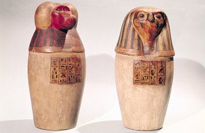 Kopie dvou baldachýnových sklenic New Kingdom (lakované dřevo) od Egyptian School