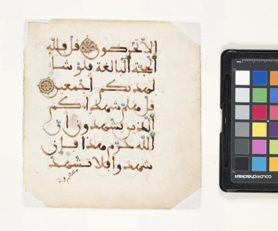 Stránka z Koránu (inkoust a zlato na pergamenu) od Egyptian School