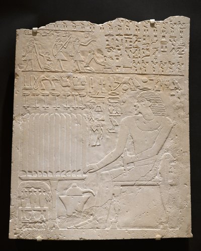Reliéf z hrobky Khnumti, asi 2345-2184 př. n. l. (bílý vápenec) od Egyptian School