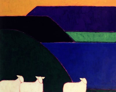 Fjord Snaefellness, 1999 (akryl na papíře) od Eithne Contemporary Artist Donne