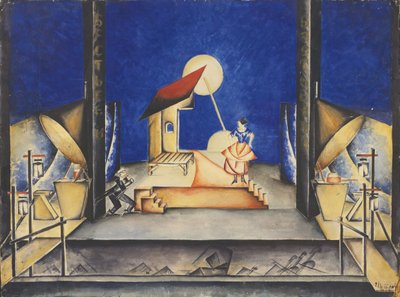 Scénický návrh k opeře Bastien a Bastienne od W. A. Mozarta, 1925 od Ekaterina Petrova Troitskaya