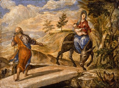 Útěk do Egypta (olej na panelu) od El Greco