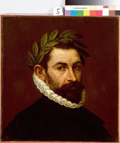 ""Portrét básníka Alonso de Ercilla y Zuniga (1533-1594)"" Malba Domenikose Theotokopoulose známého jako El Greco (1540-1614) 1576-1578 Rozměr. 44,3 x 41,5 cm Muzeum Ermitáž v Petrohradu od El Greco