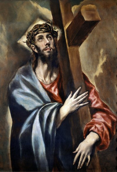 Cesta na Kalvárii, detail Krista nesoucího kříž (olej na plátně od El Greco