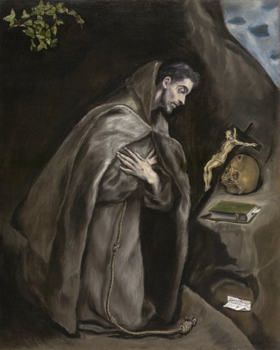Svatý František klečící v meditaci, 1595-1600 od El Greco